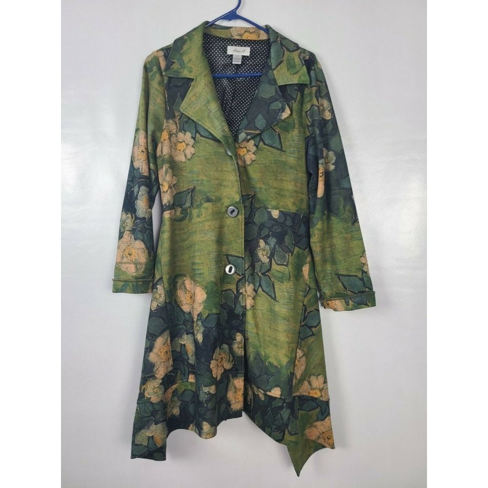 Aris A Green Microsuede Uneven Jacket size L